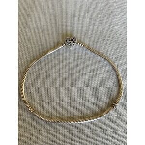 Pandora ALE 925 Family Tree Heart Clasp Snake Chain Charm Bracelet Starter